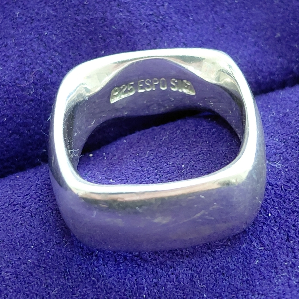 SQUARE STERLING RING STAMPED 925 "ESPO SIG"